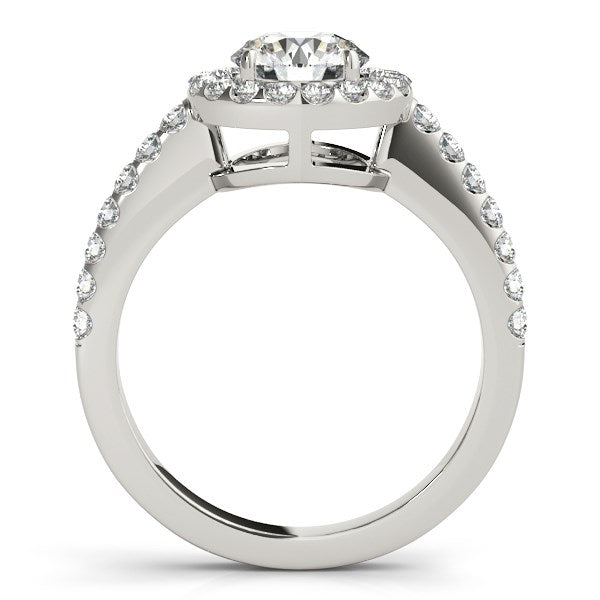 14k White Gold Classic with Pave Halo Diamond Engagement Ring (1 1/2 cttw) - Coolpeacock