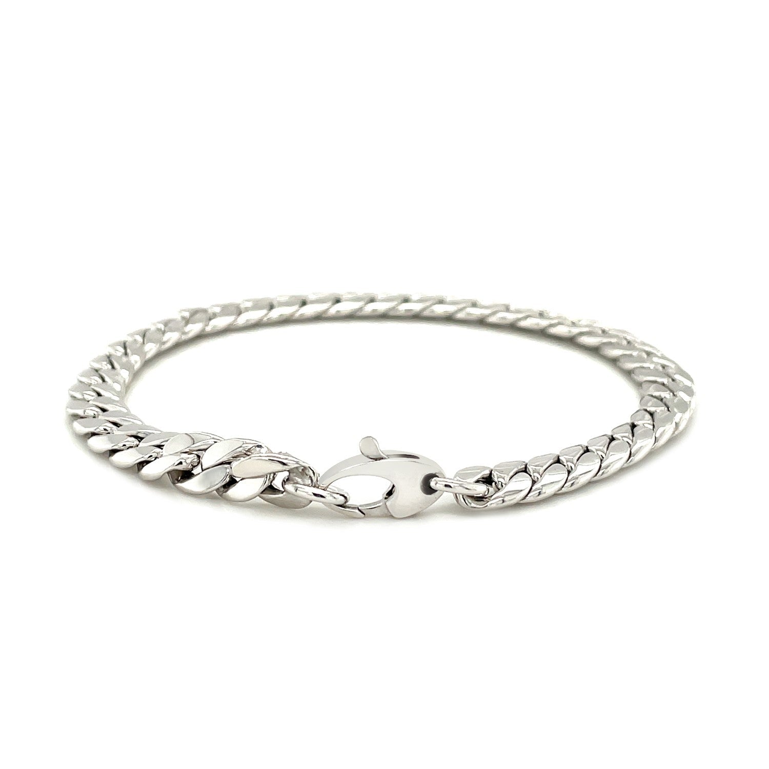 14K White Gold Cuban Link Bracelet (5.90 mm) - Coolpeacock