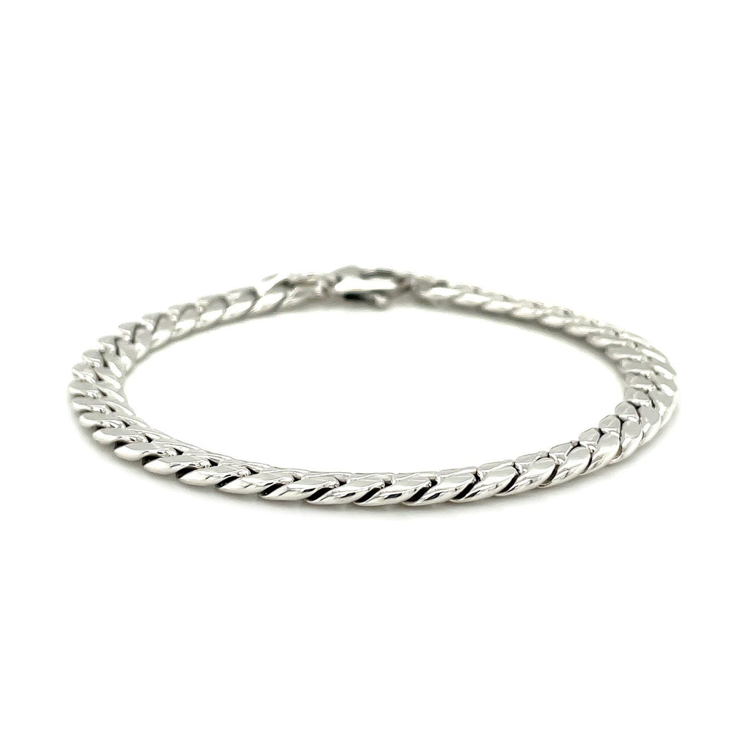 14K White Gold Cuban Link Bracelet (5.90 mm) - Coolpeacock