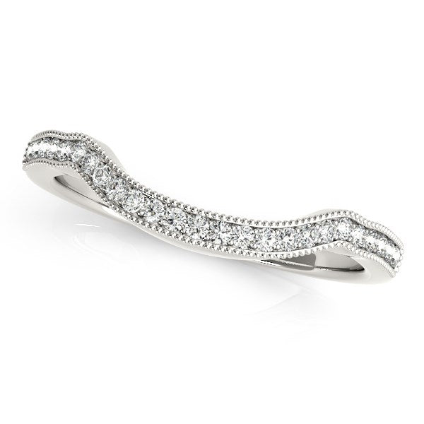 14k White Gold Curvy Style Pave Set Diamond Wedding Band (1/6 cttw) - Coolpeacock