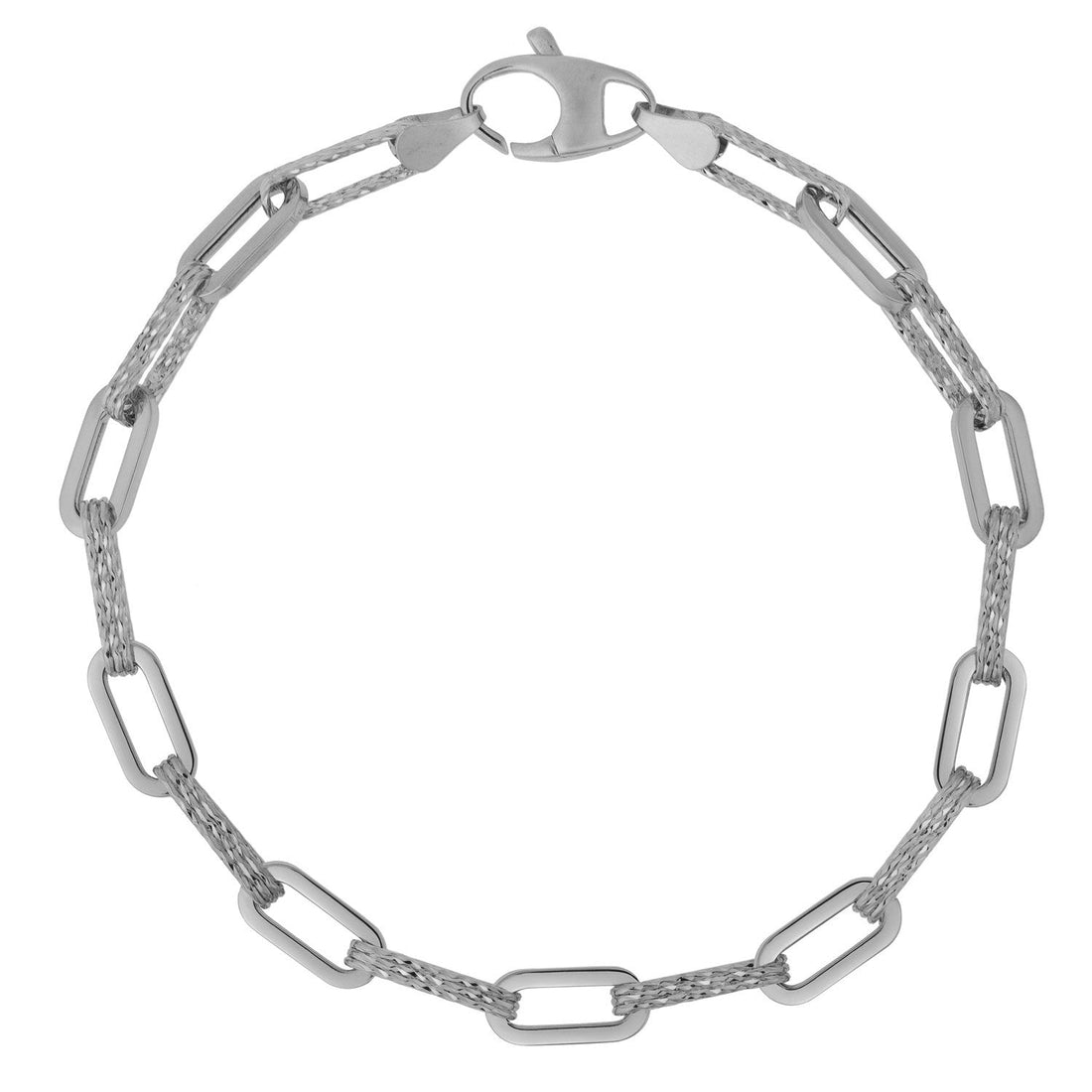 14k White Gold Diamante Paperclip Chain Bracelet (4.00 mm) - Coolpeacock