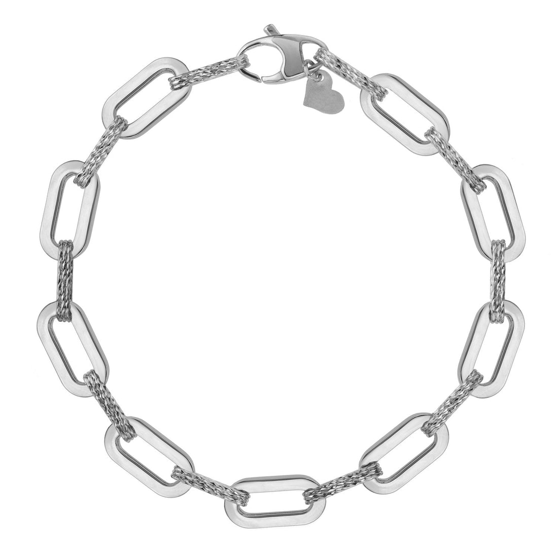 14k White Gold Diamante Paperclip Chain Bracelet (7.00 mm) - Coolpeacock