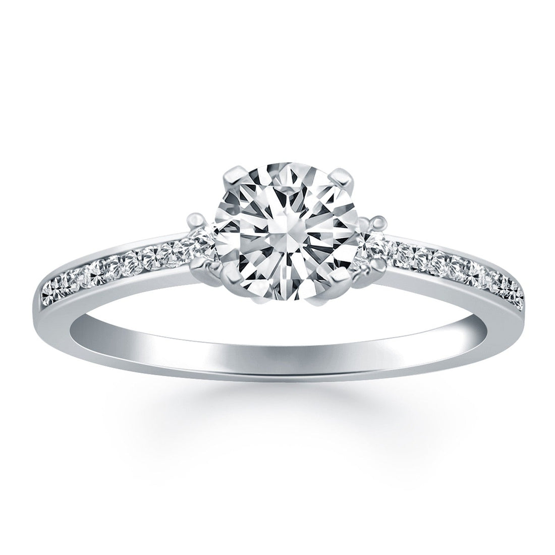 14k White Gold Diamond Accent Engagement Ring - Coolpeacock