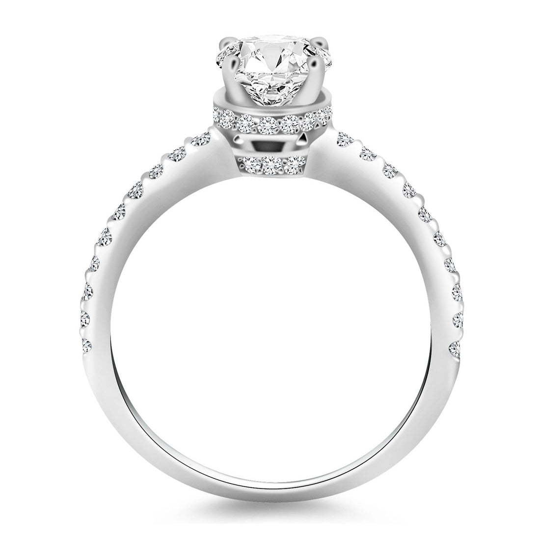 14k White Gold Diamond Collar Engagement Ring - Coolpeacock