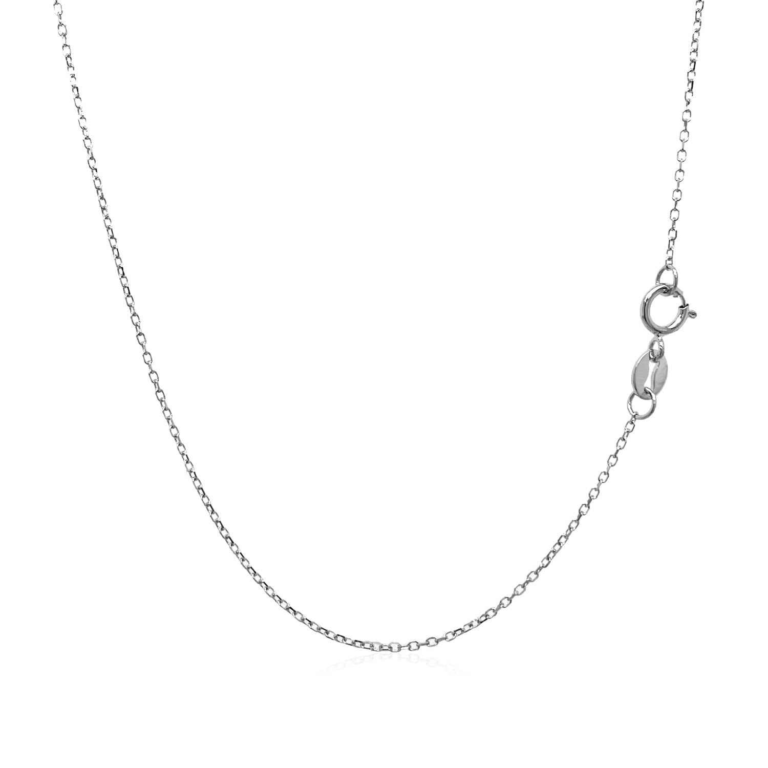 14k White Gold Diamond Cut Cable Link Chain (0.87 mm) - Coolpeacock