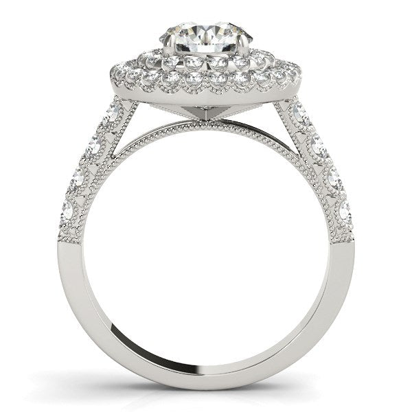 14k White Gold Diamond Engagement Ring with Double Pave Halo (2 5/8 cttw) - Coolpeacock