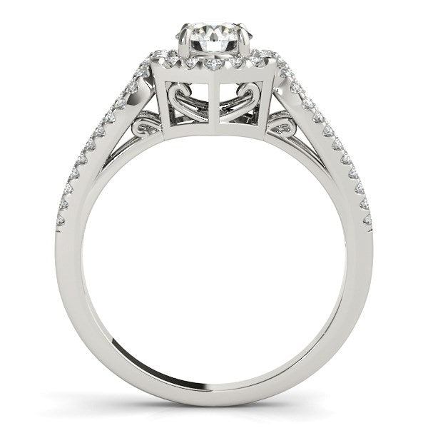 14k White Gold Diamond Engagement Ring with Hexagon Halo Border (7/8 cttw) - Coolpeacock
