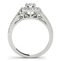 14k White Gold Diamond Engagement Ring with Hexagon Halo Border (7/8 cttw) - Coolpeacock