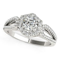 14k White Gold Diamond Engagement Ring with Hexagon Halo Border (7/8 cttw) - Coolpeacock