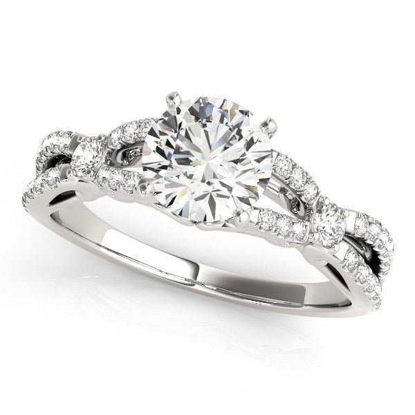 14k White Gold Diamond Engagement Ring with Multirow Split Shank (1 1/4 cttw) - Coolpeacock