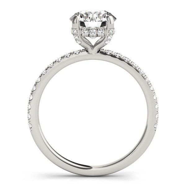 14k White Gold Diamond Engagement Ring with Scalloped Row Band (2 1/4 cttw) - Coolpeacock