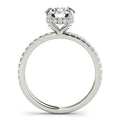 14k White Gold Diamond Engagement Ring with Scalloped Row Band (2 1/4 cttw) - Coolpeacock