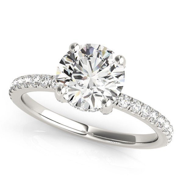 14k White Gold Diamond Engagement Ring with Scalloped Row Band (2 1/4 cttw) - Coolpeacock
