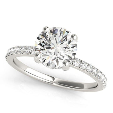 14k White Gold Diamond Engagement Ring with Scalloped Row Band (2 1/4 cttw) - Coolpeacock