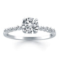 14k White Gold Diamond Engagement Ring with Shared Prong Diamond Accents - Coolpeacock