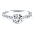 14k White Gold Diamond Engagement Ring with Shared Prong Diamond Accents - Coolpeacock