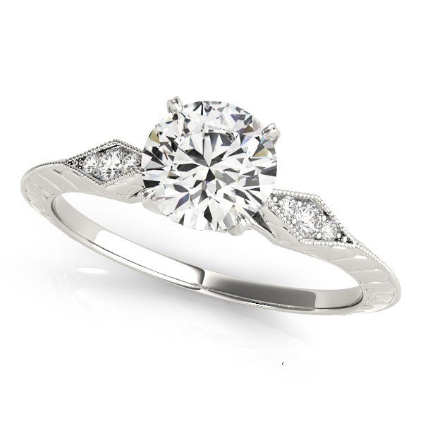 14k White Gold Diamond Engagement Ring with Side Clusters (1 1/8 cttw) - Coolpeacock