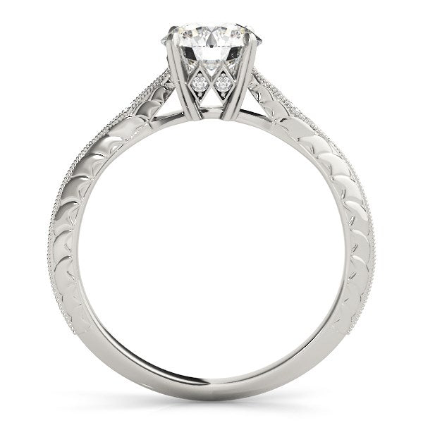 14k White Gold Diamond Engagement Ring with Side Clusters (1 1/8 cttw) - Coolpeacock