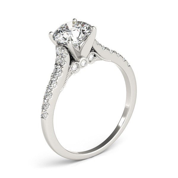 14k White Gold Diamond Engagement Ring With Single Row Band (1 3/4 cttw) - Coolpeacock