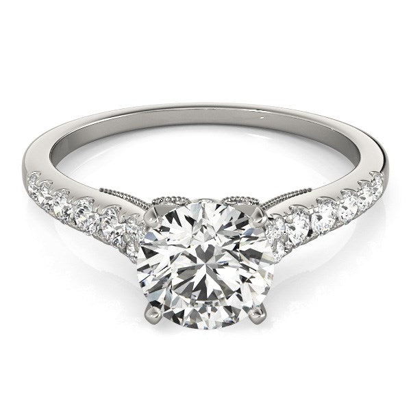14k White Gold Diamond Engagement Ring With Single Row Band (1 3/4 cttw) - Coolpeacock