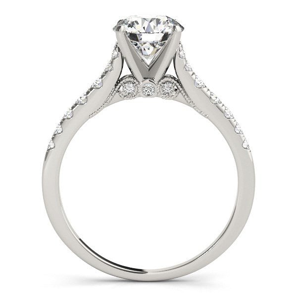 14k White Gold Diamond Engagement Ring With Single Row Band (1 3/4 cttw) - Coolpeacock