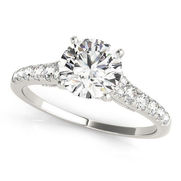 14k White Gold Diamond Engagement Ring With Single Row Band (1 3/4 cttw) - Coolpeacock