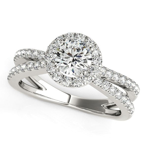 14k White Gold Diamond Engagement Ring with Split Shank Design (1 1/2 cttw) - Coolpeacock