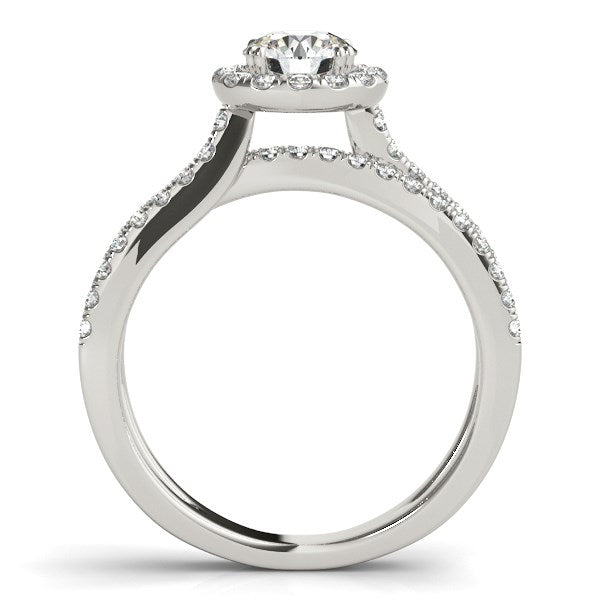 14k White Gold Diamond Engagement Ring with Split Shank Design (1 1/2 cttw) - Coolpeacock