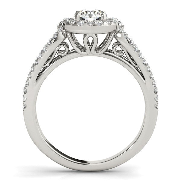 14k White Gold Diamond Engagement Ring with Teardrop Split Shank (7/8 cttw) - Coolpeacock