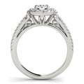 14k White Gold Diamond Engagement Ring with Teardrop Split Shank (7/8 cttw) - Coolpeacock