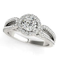 14k White Gold Diamond Engagement Ring with Teardrop Split Shank (7/8 cttw) - Coolpeacock
