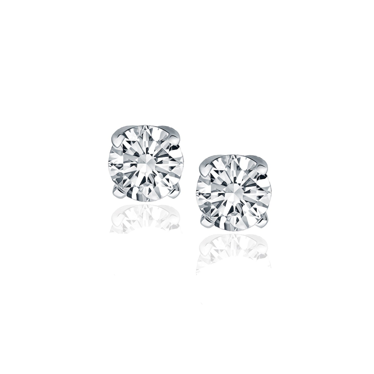 14k White Gold Diamond Four Prong Stud Earrings (1 cttw) - Coolpeacock