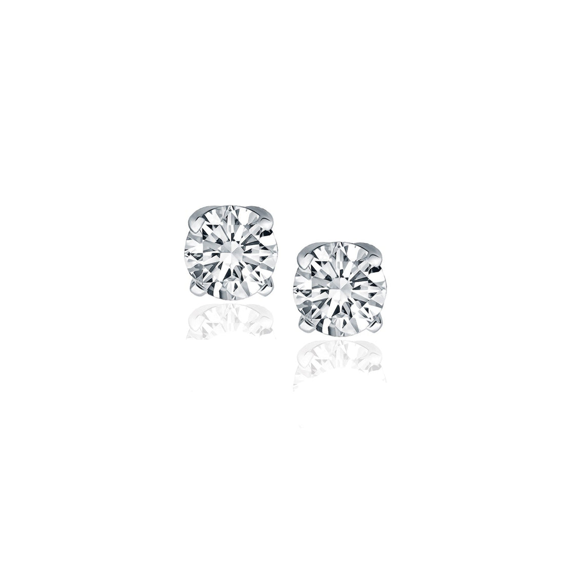 14k White Gold Diamond Four Prong Stud Earrings (1/2 cttw) - Coolpeacock