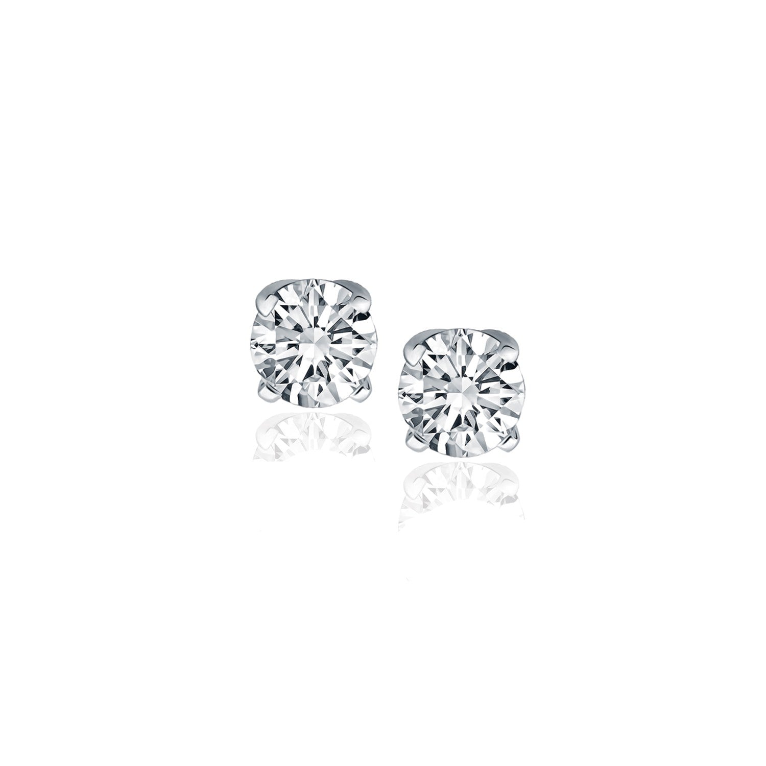 14k White Gold Diamond Four Prong Stud Earrings (1/2 cttw) - Coolpeacock