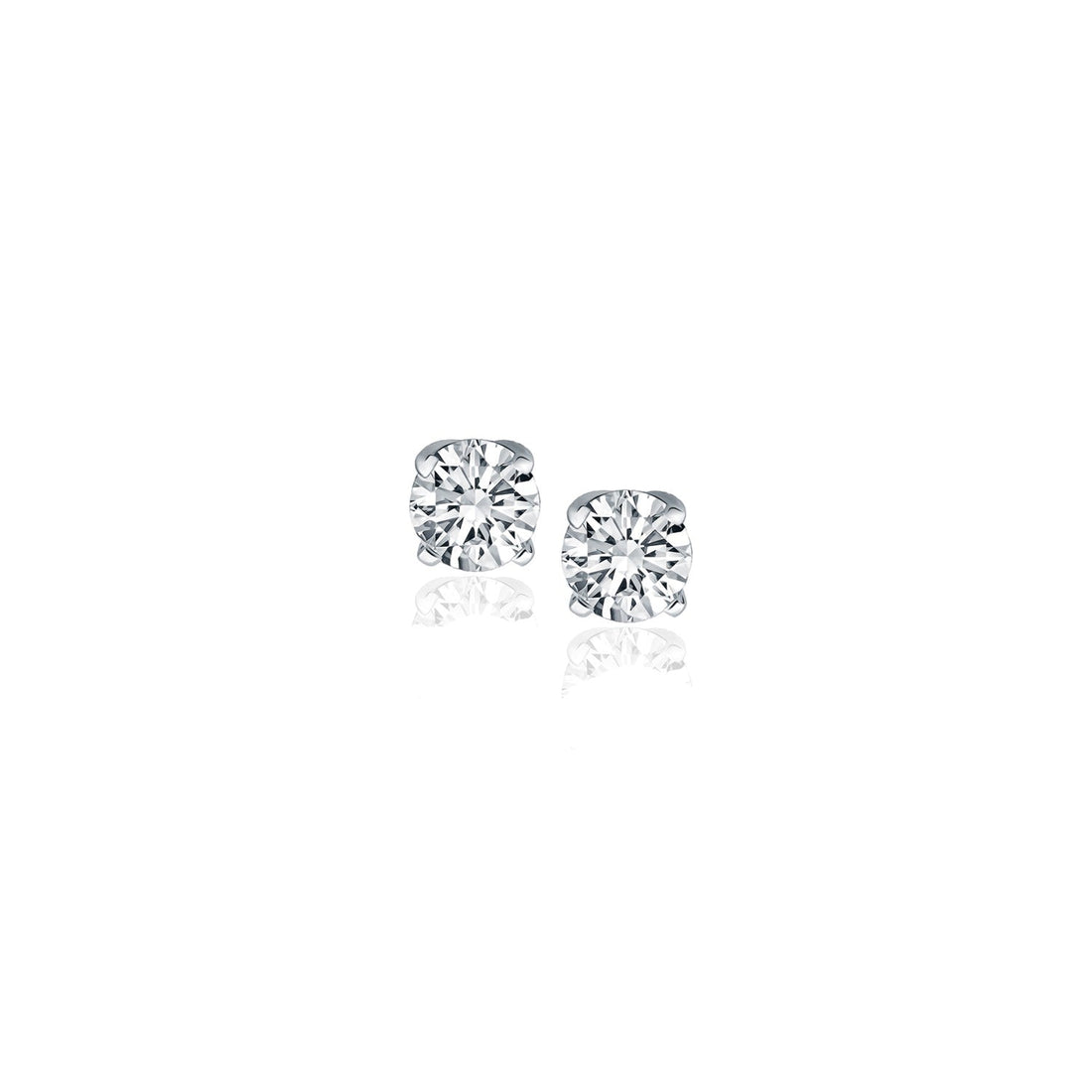 14k White Gold Diamond Four Prong Stud Earrings (1/4 cttw) - Coolpeacock