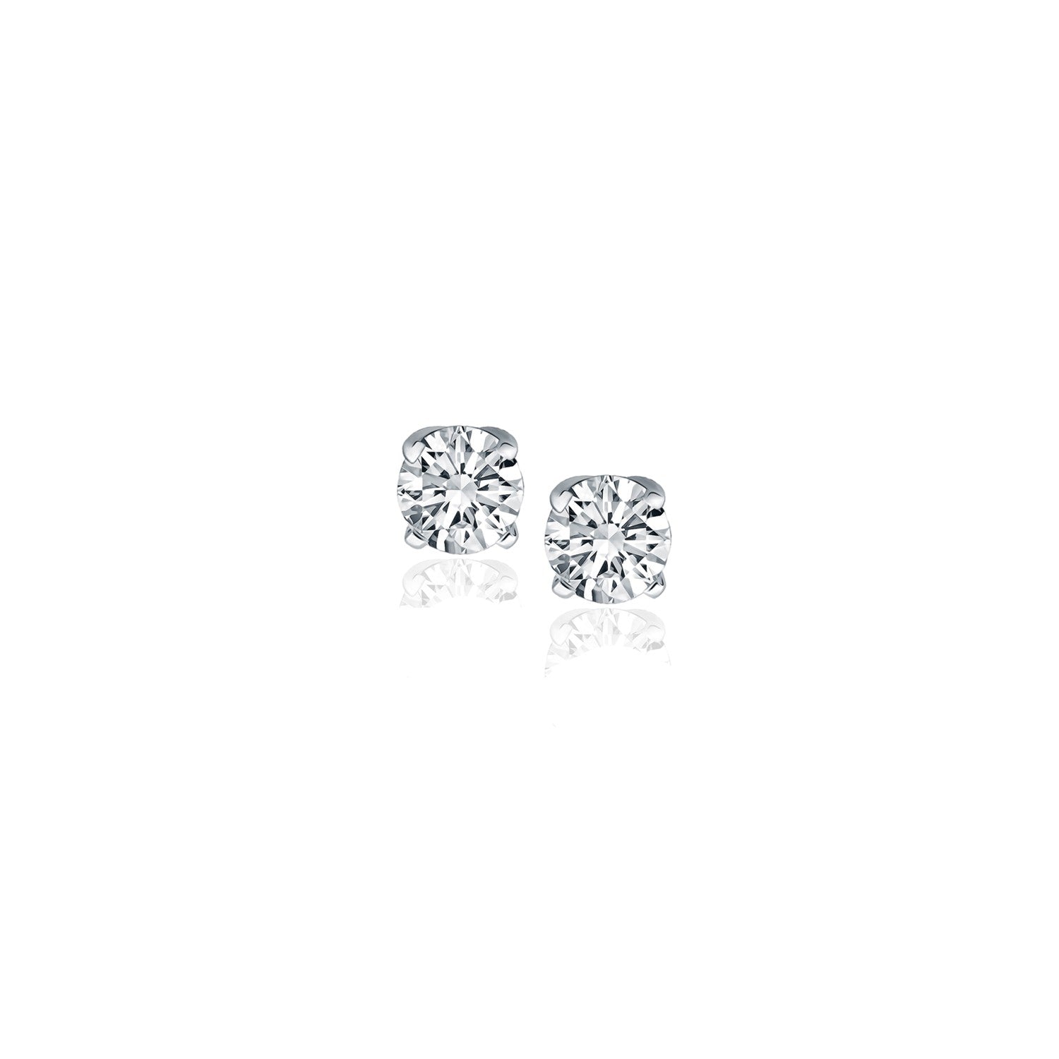 14k White Gold Diamond Four Prong Stud Earrings (1/4 cttw) - Coolpeacock