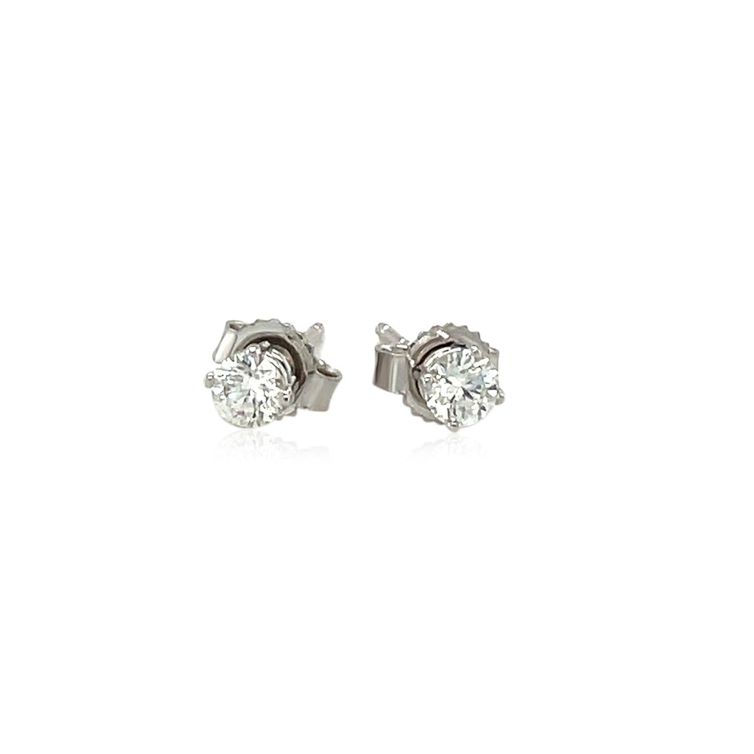 14k White Gold Diamond Four Prong Stud Earrings (1/4 cttw) - Coolpeacock