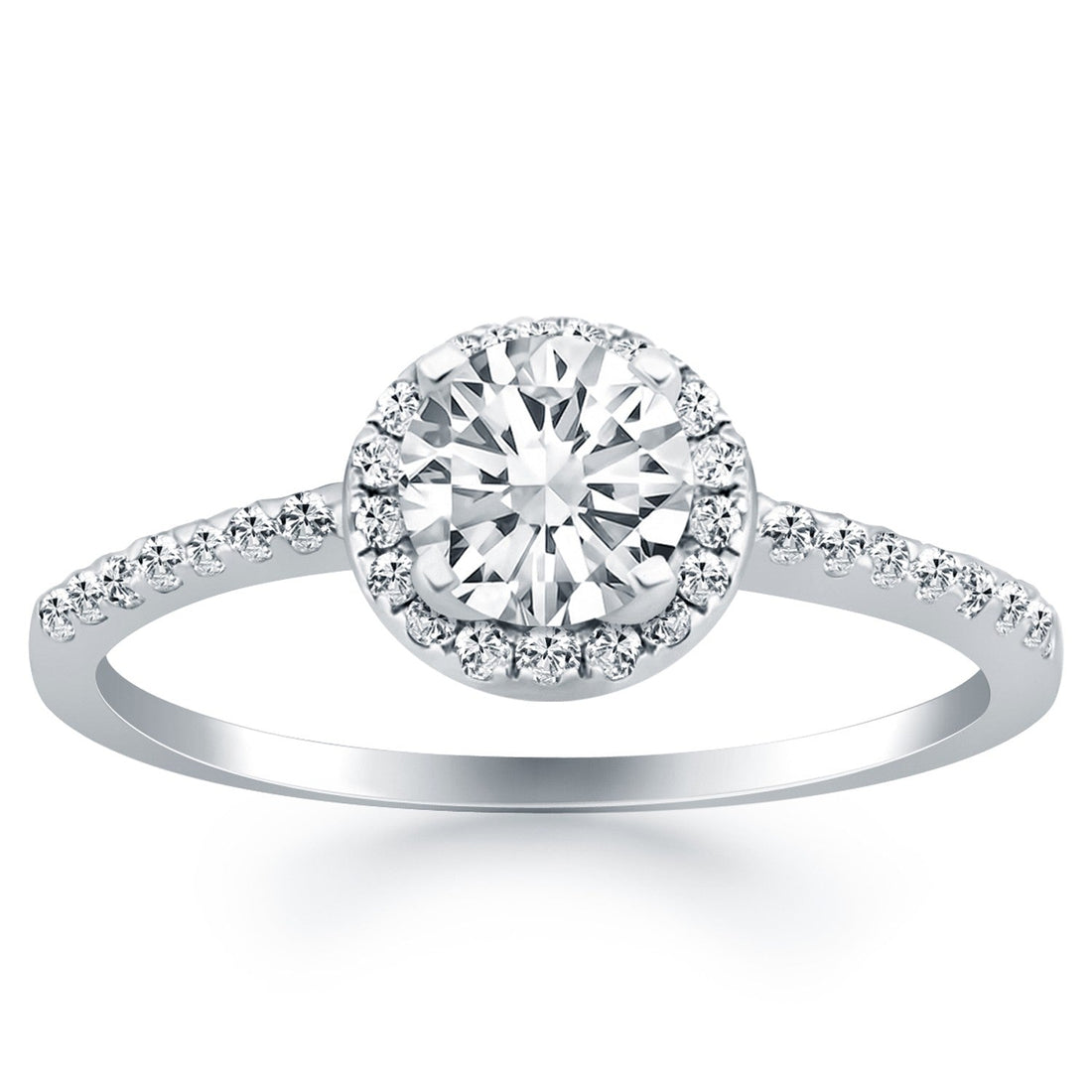 14k White Gold Diamond Halo Collar Engagement Ring - Coolpeacock