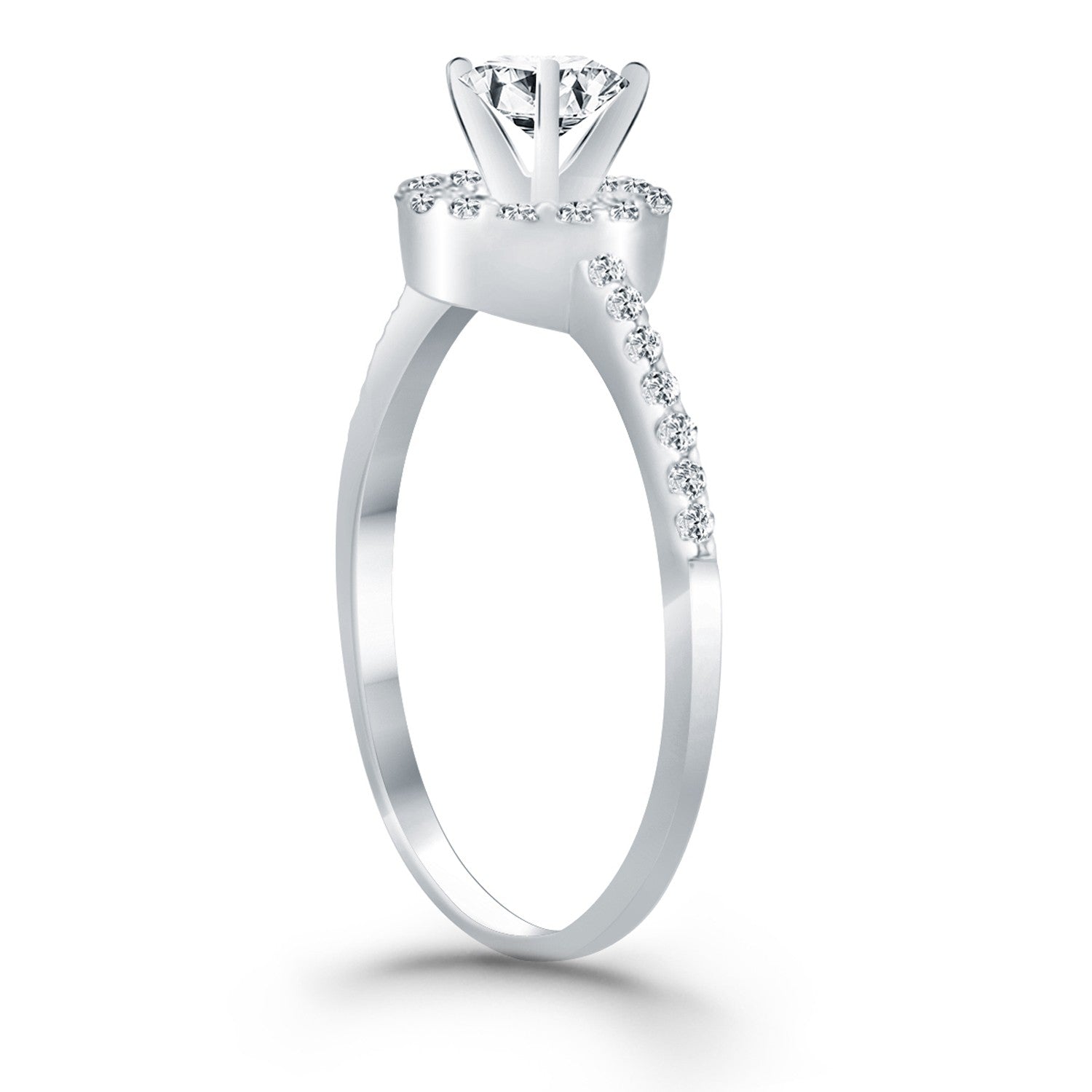 14k White Gold Diamond Halo Collar Engagement Ring - Coolpeacock