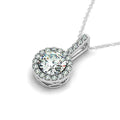 14k White Gold Diamond Halo Round Style Pendant (5/8 cttw) - Coolpeacock