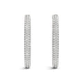 14k White Gold Diamond Hoop Double Sided Three Row Earrings (2 cttw) - Coolpeacock