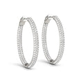 14k White Gold Diamond Hoop Double Sided Three Row Earrings (2 cttw) - Coolpeacock