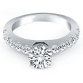 14k White Gold Diamond Micro Prong Cathedral Engagement Ring - Coolpeacock