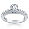14k White Gold Diamond Micro Prong Cathedral Engagement Ring - Coolpeacock