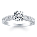 14k White Gold Diamond Micropave Milgrain Engagement Ring - Coolpeacock