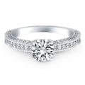 14k White Gold Diamond Micropave Milgrain Engagement Ring - Coolpeacock