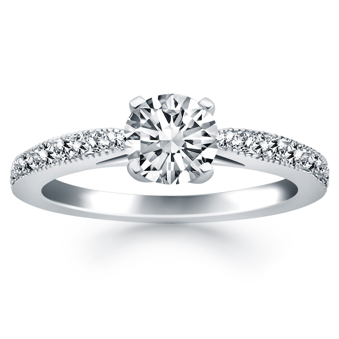 14k White Gold Diamond Pave Cathedral Engagement Ring - Coolpeacock