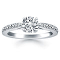 14k White Gold Diamond Pave Cathedral Engagement Ring - Coolpeacock