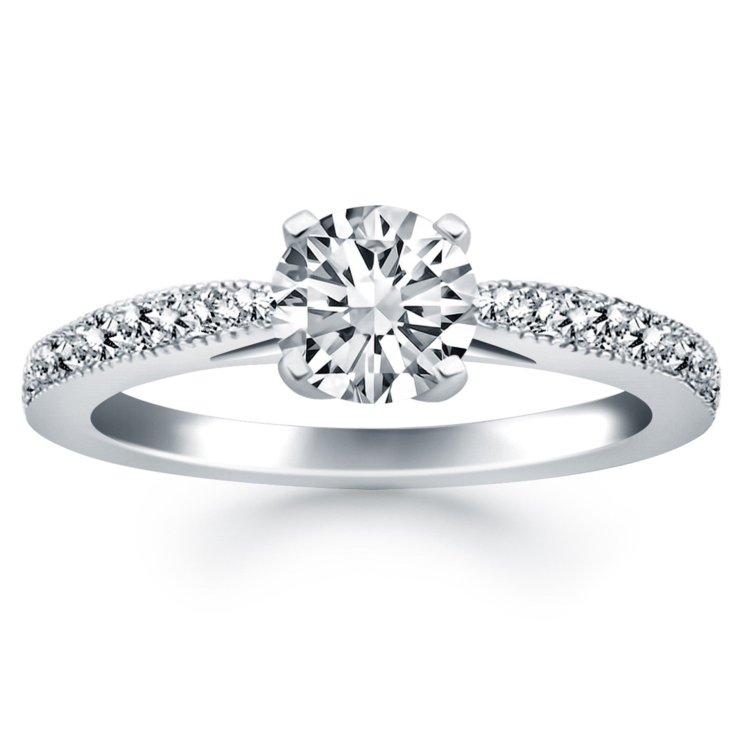 14k White Gold Diamond Pave Cathedral Engagement Ring - Coolpeacock