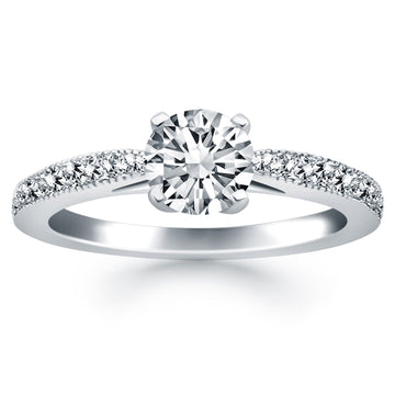 14k White Gold Diamond Pave Cathedral Engagement Ring - Coolpeacock